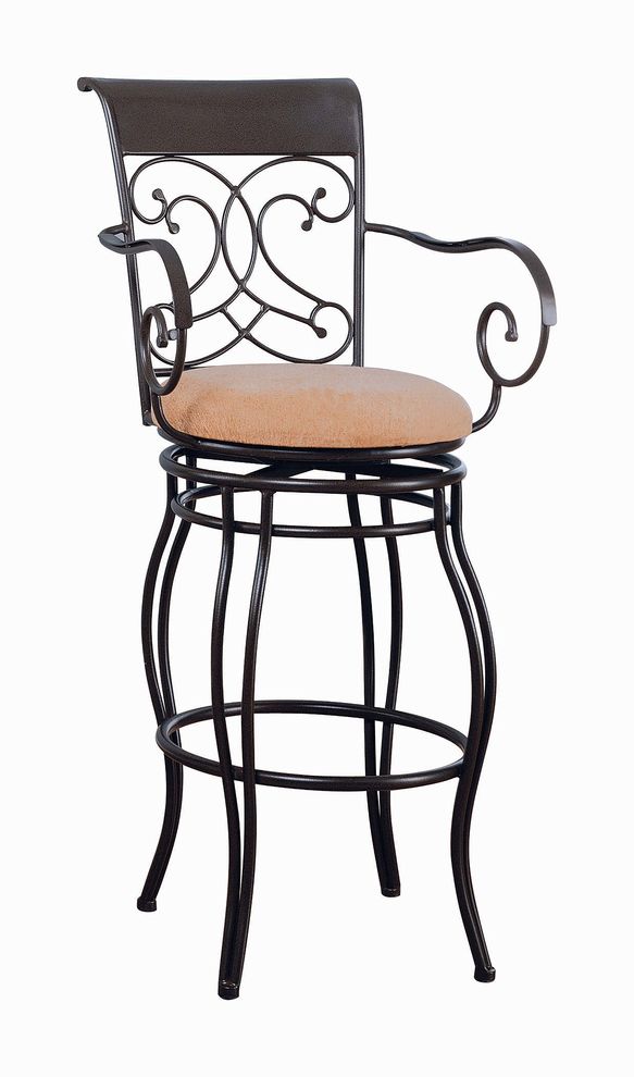 Transitional dark brown metal bar stool by Coaster