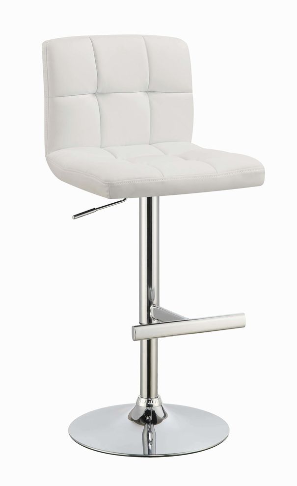 Contemporary white adjustable padded back bar stool by Coaster