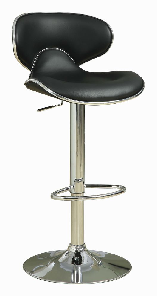 Contemporary chrome and black adjustable bar stool by Coaster