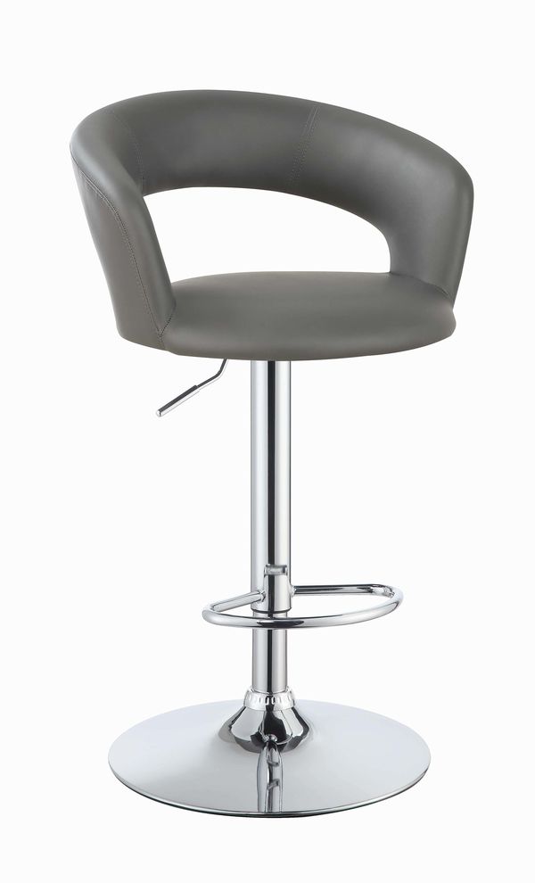 Contemporary chrome and grey bar stool by Coaster