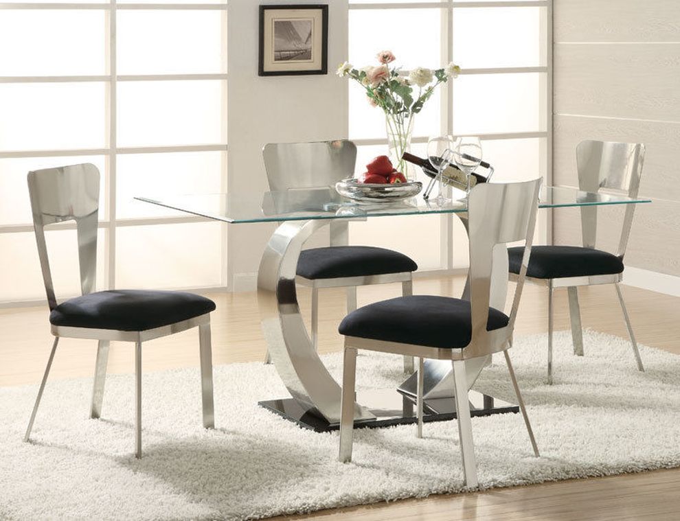 Modern chrome metal / glass dining table by Acme