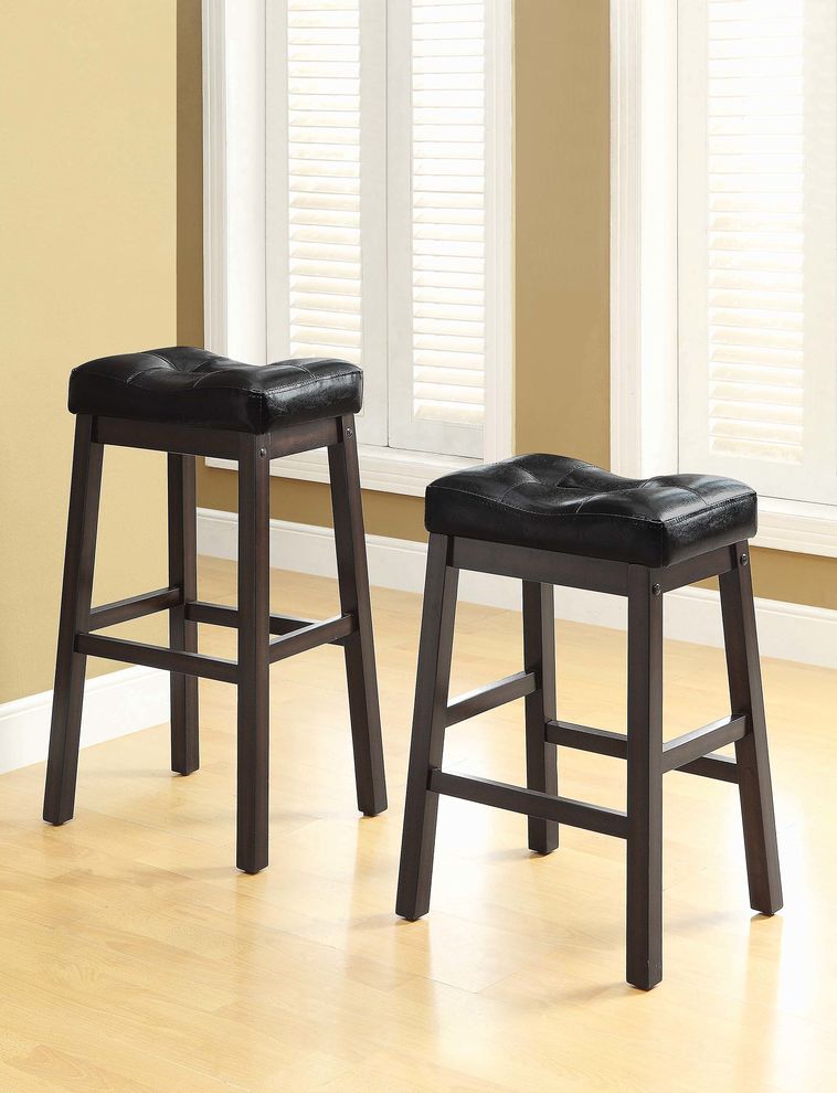 Transitional black upholstered bar stool by Coaster