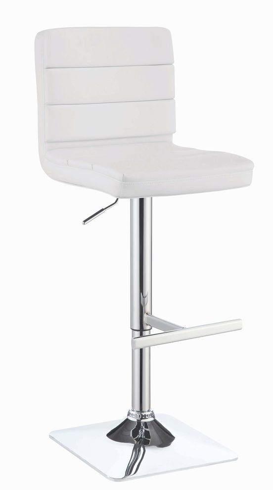 Contemporary adjustable white bar stool with chrome finish by Coaster