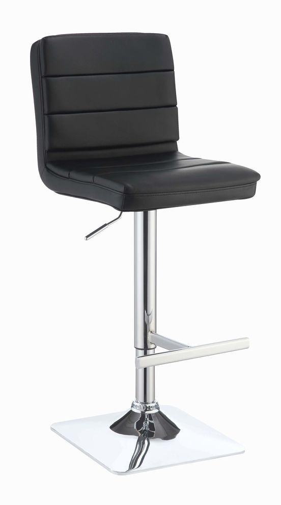 Contemporary black adjustable padded back bar stool by Coaster