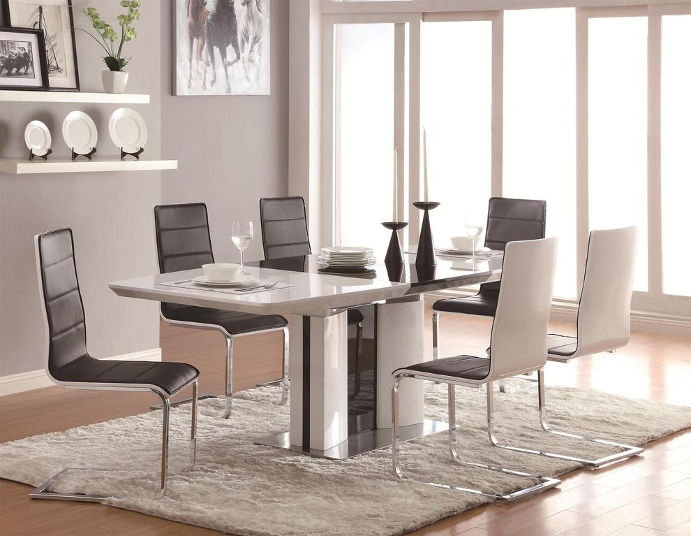 White high gloss lacquer w/ black and chrome table by Coaster