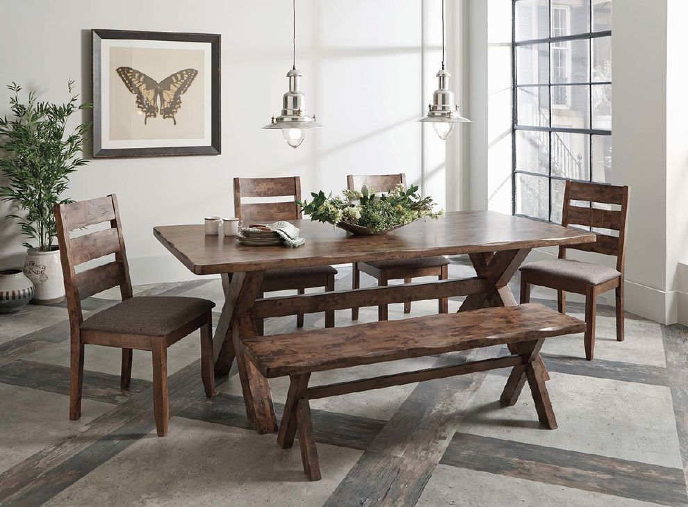 Rustic nutmeg dining table by Coaster