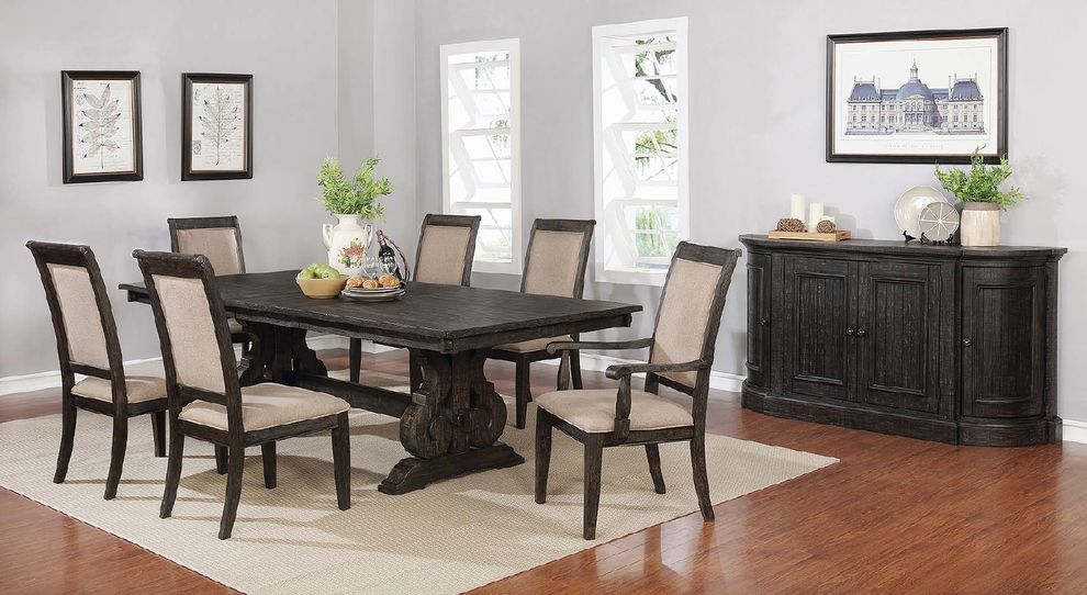 Whitney traditional burnished black round dining table by Coaster
