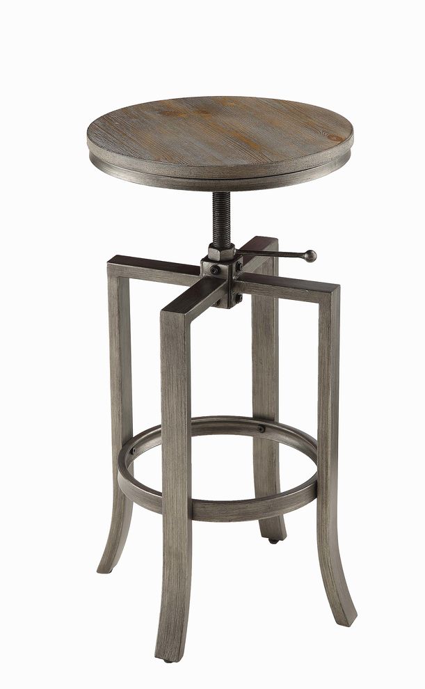 Industrial walnut adjustable bar stool by Coaster