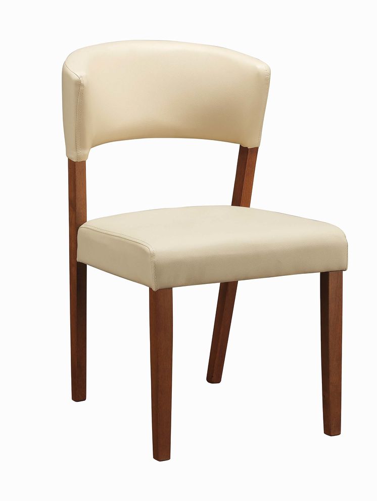 Paxton mid-century modern cream leatherette dining chair by Coaster