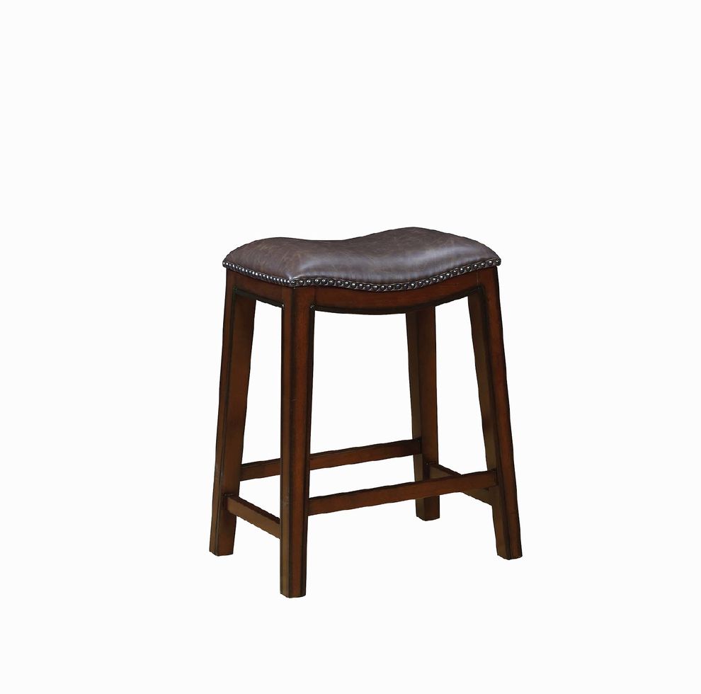 Traditional two-tone brown counter-height stool by Coaster