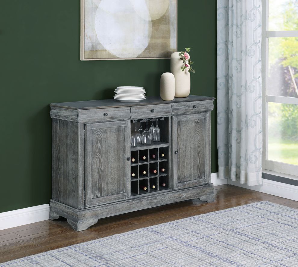 Gray weathered wood finish dining room server by Coaster