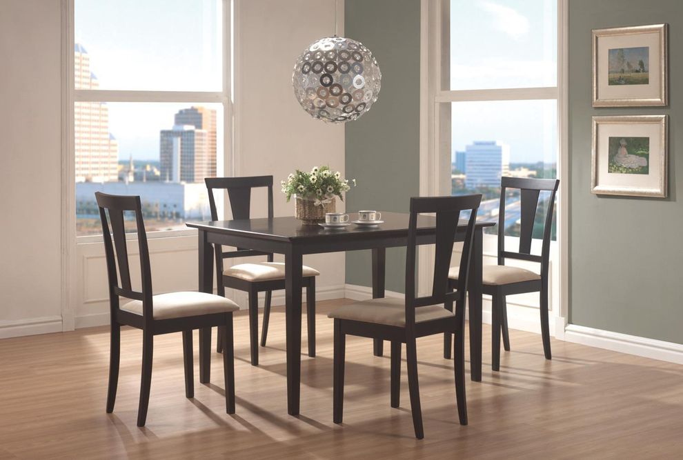 5pcs contemporary dining set in warm brown by Coaster