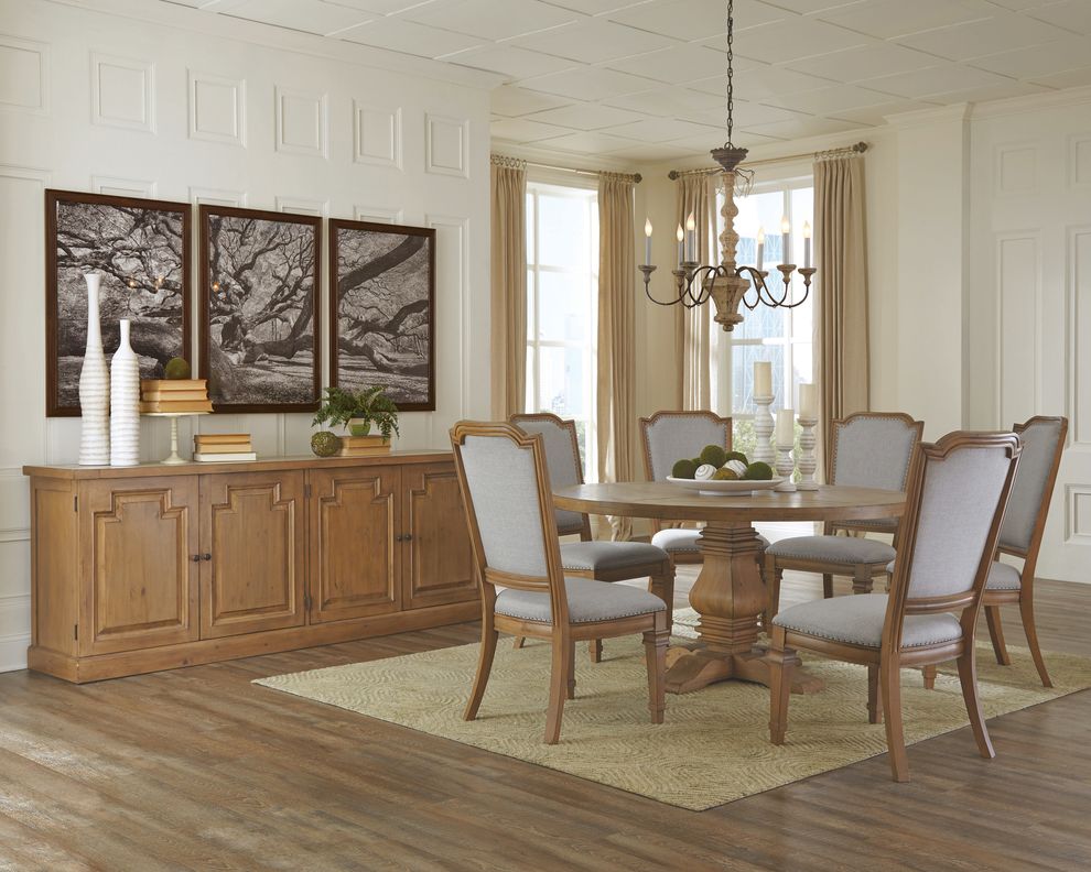 Round solid wood formal dining table by Coaster