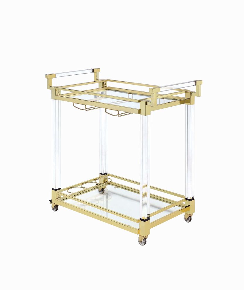 Modern clear acrylic serving cart by Coaster
