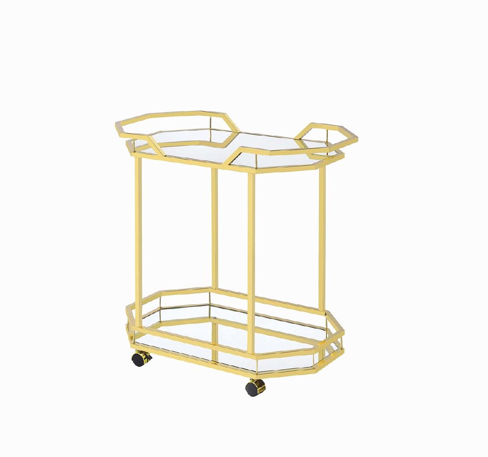 Traditional brass serving cart by Coaster