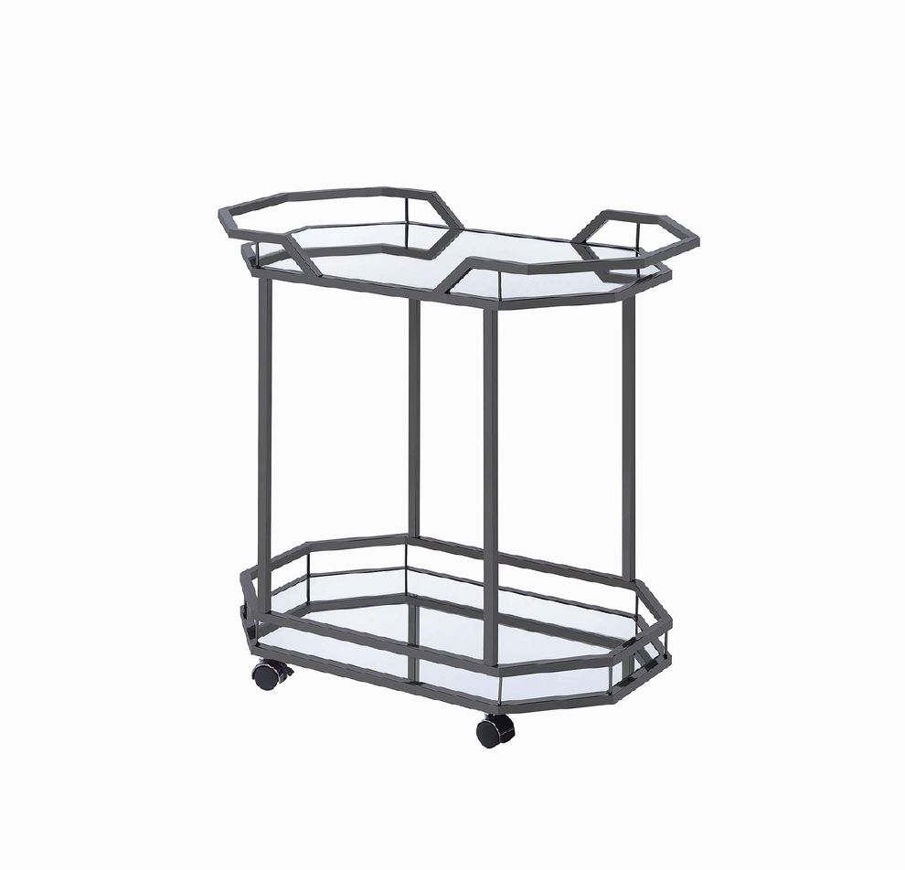 Traditional black nickel serving cart by Coaster