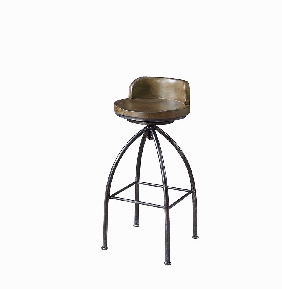 Rustic swivel metal bar stool by Coaster