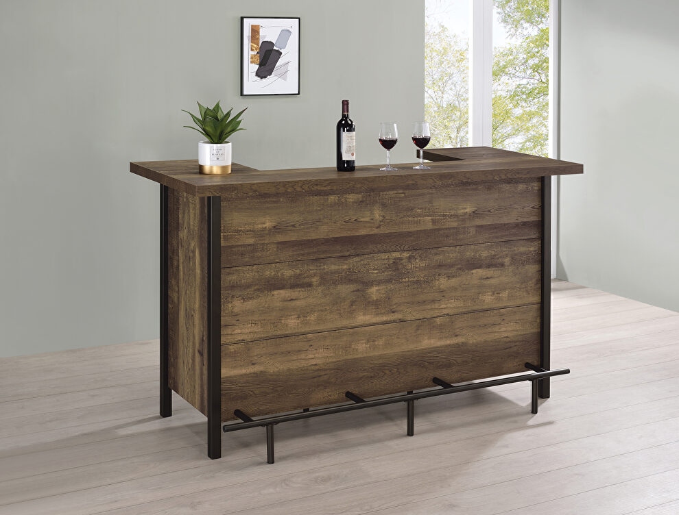 Rustic front bar unit finished in a rustic oak by Coaster