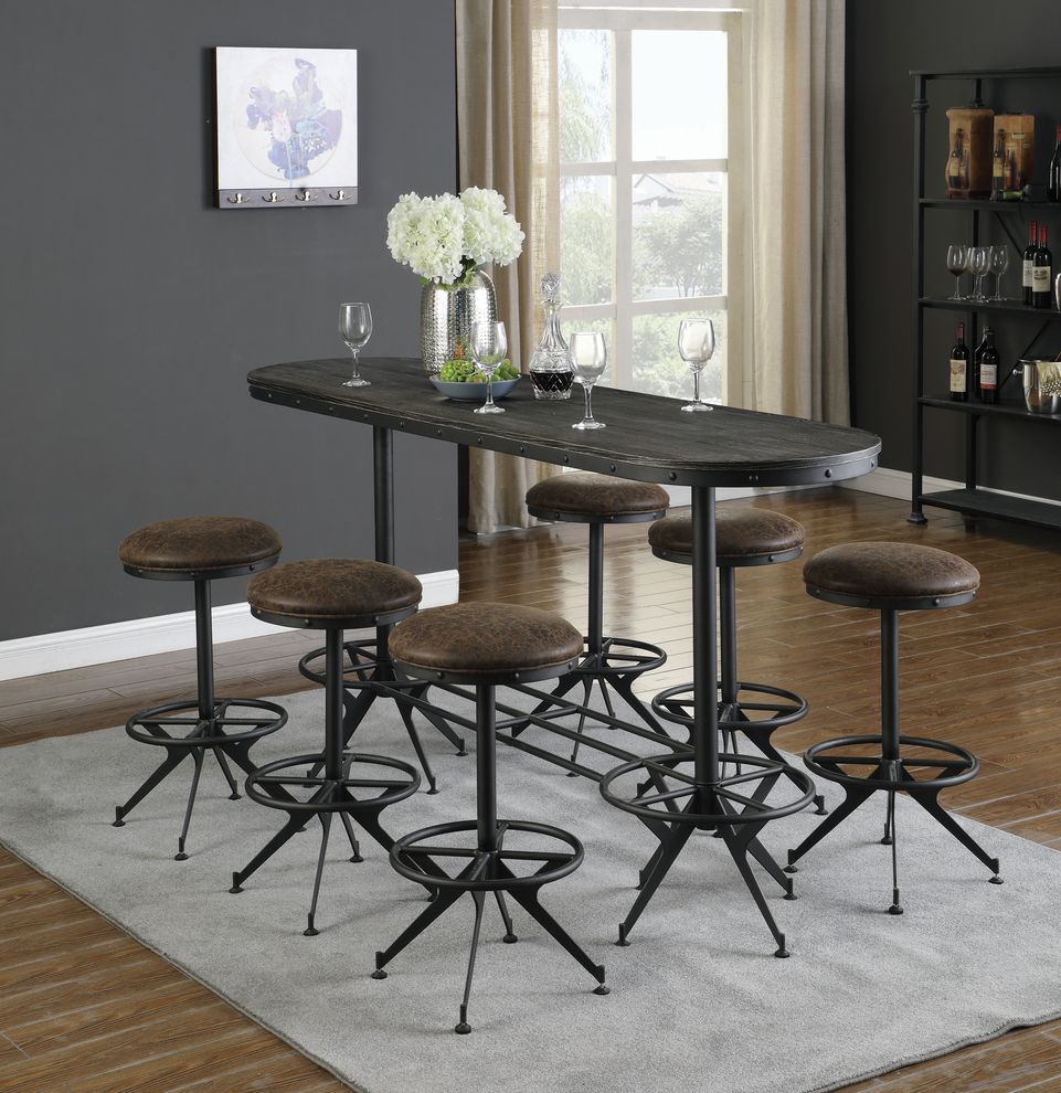 Oval bar table in wire brushed black by Coaster