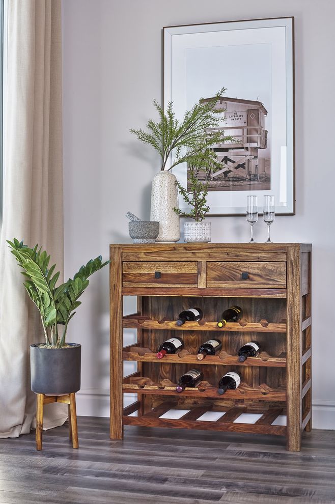 Wine cabinet in rustic sheesham wood by Coaster
