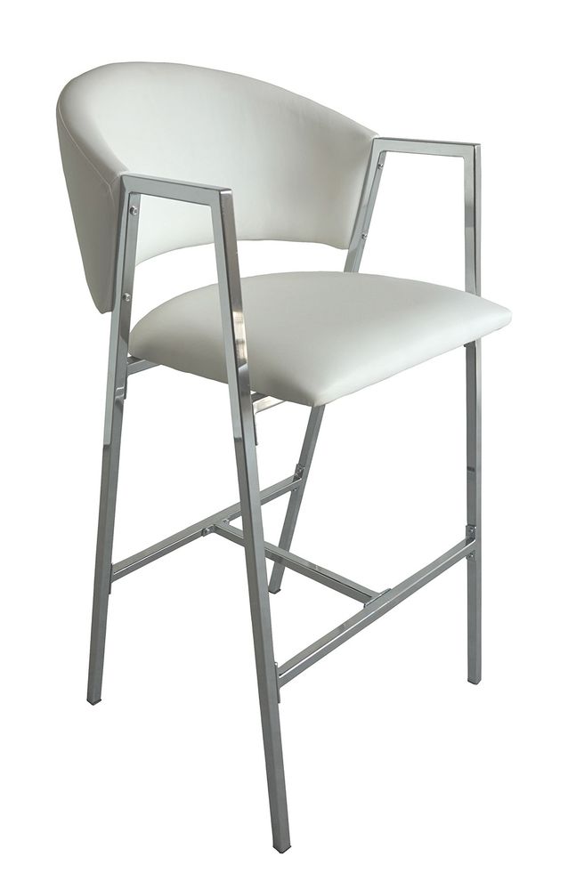 Contemporary white and chrome bar-height stool by Coaster