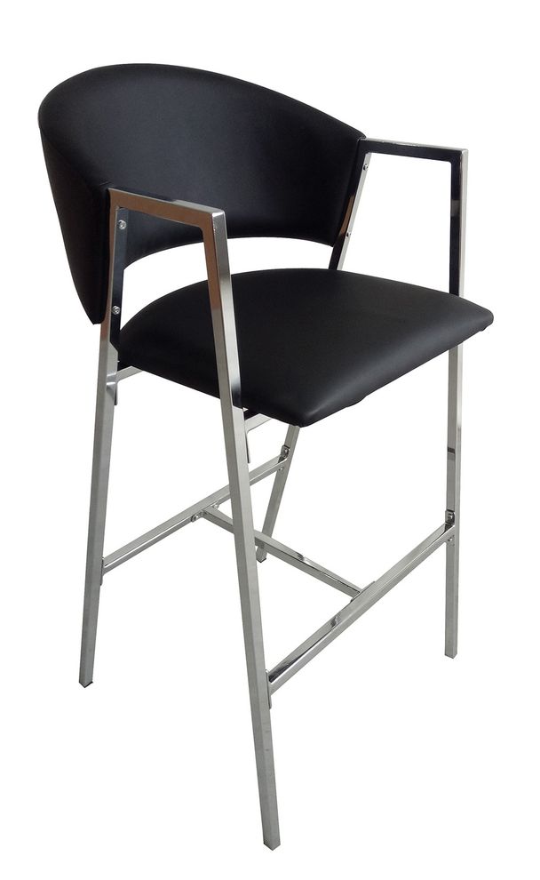 Contemporary black and chrome bar-height stool by Coaster