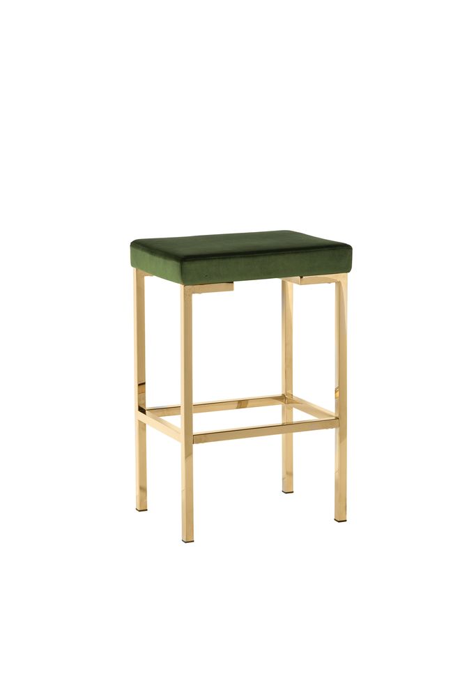 Bar stool in green velvet / golden rose metal by Coaster