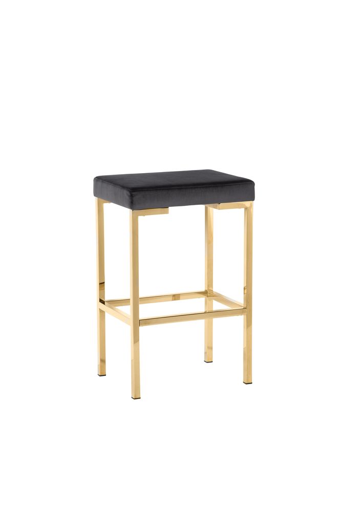 Bar stool in gray velvet / gold metal by Coaster