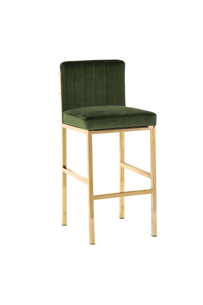 Bar stool in green / rose gold by Coaster