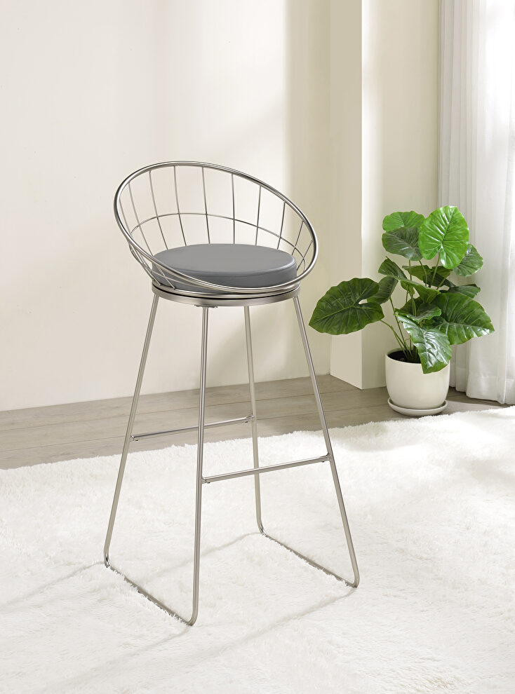 Gray leatherette upholstery bar stool by Coaster
