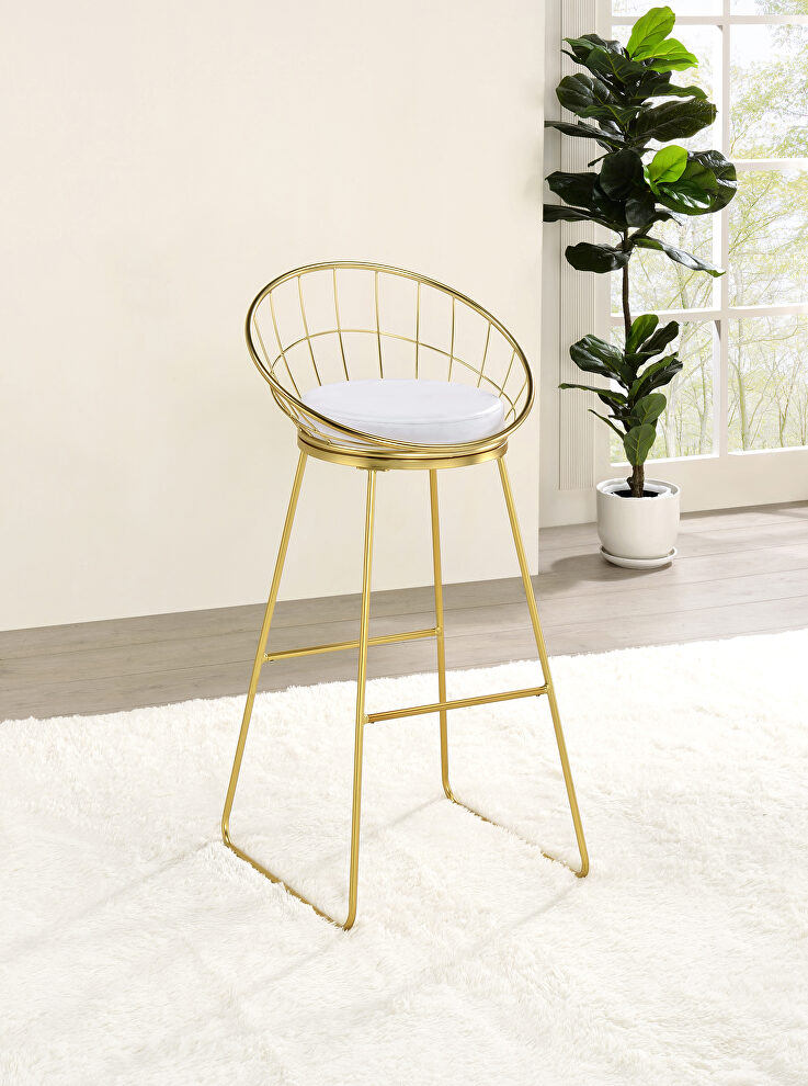 White leatherette upholstery bar stool by Coaster