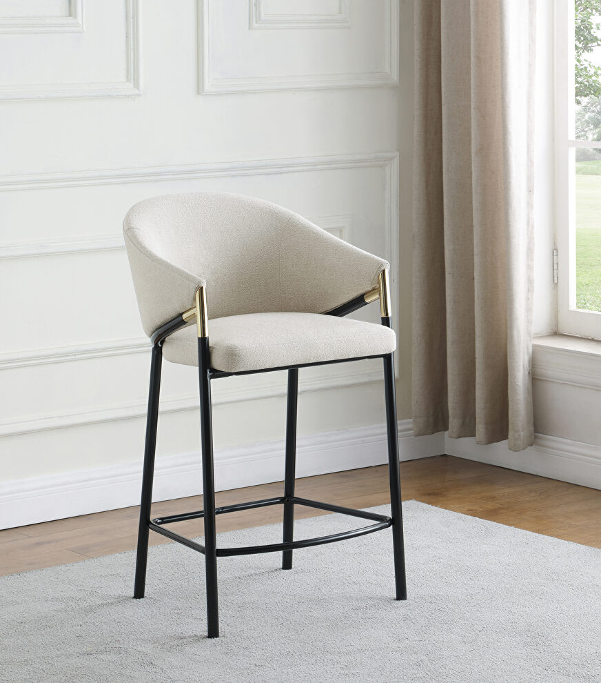Beige linen-like fabric upholstery counter height stool by Coaster