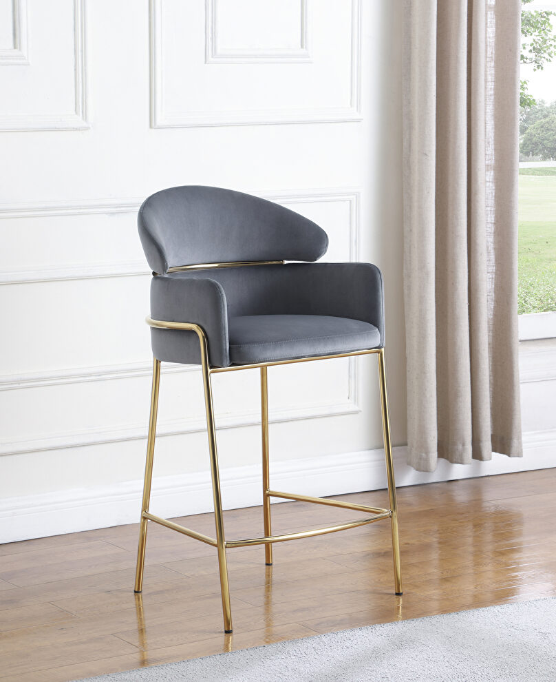 Gray velvet upholstery counter height stool by Coaster