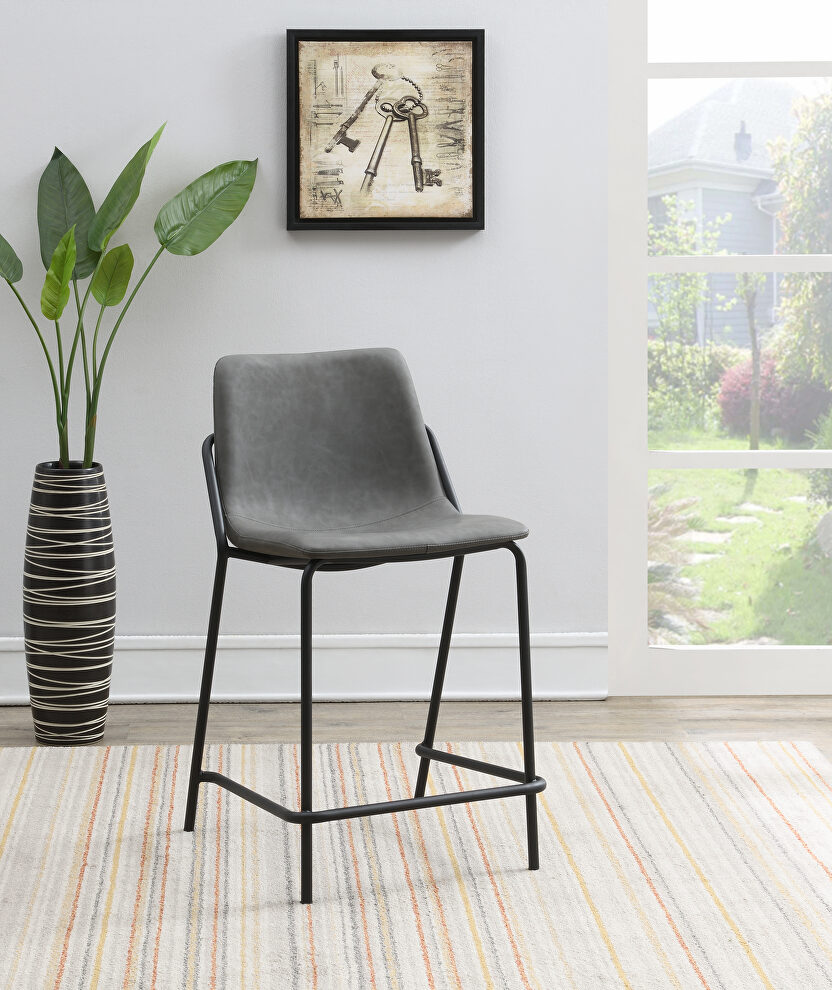 Gray leatherette upholstery counter height stool by Coaster