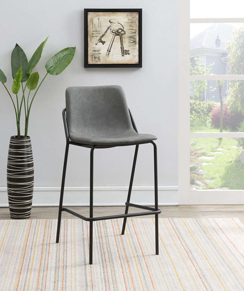 Gray leatherette upholstery bar stool by Coaster