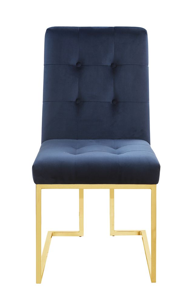 Blue velvet / gold dining chair by Coaster