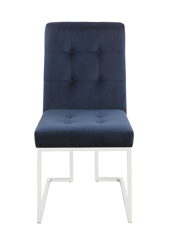 Modern ink blue and chrome dining chair by Coaster