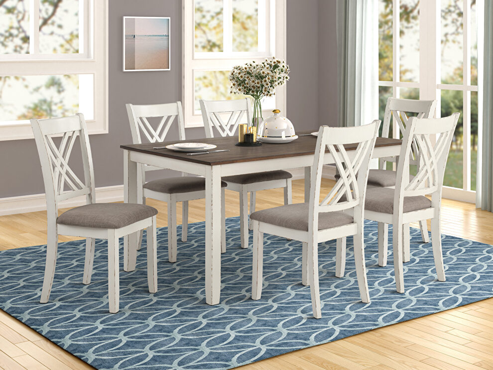 Charming worn finish seven piece set by Coaster