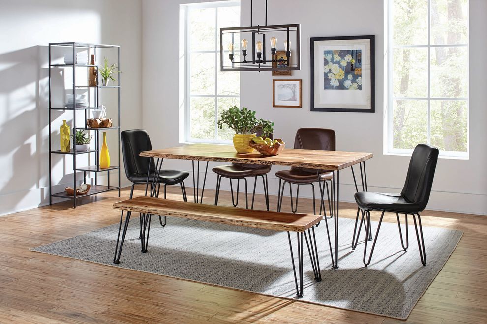 Industrial natural acacia solid wood dining table by Coaster