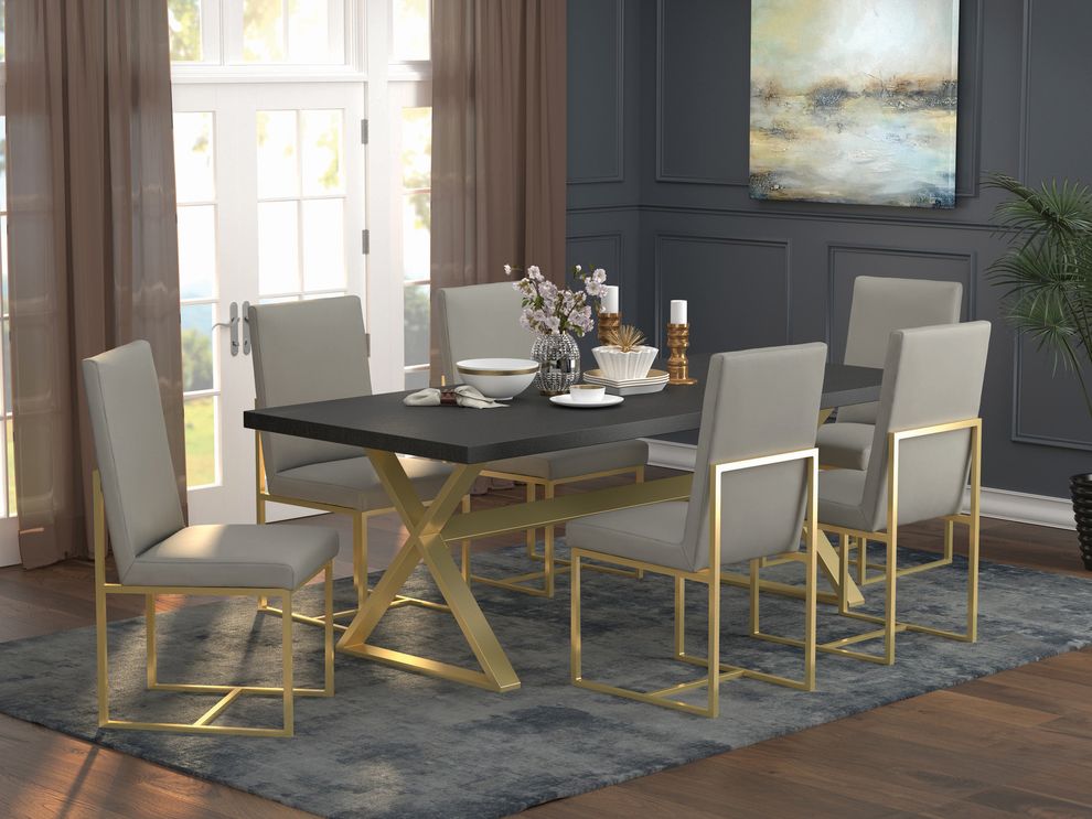 Glam style golden x-base dining table by Coaster