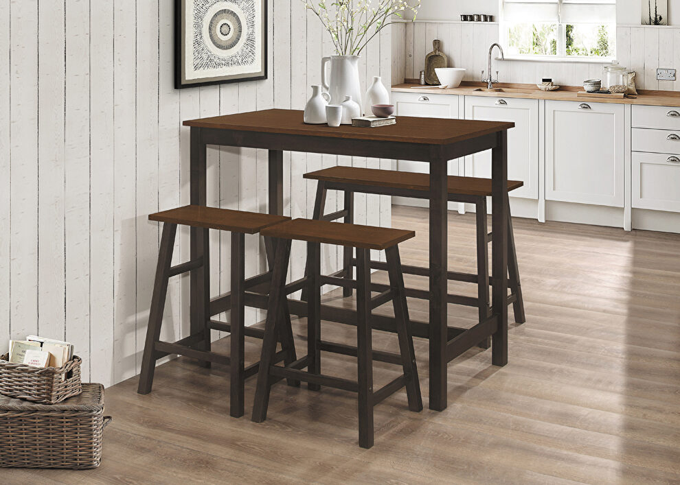 Chestnut and dark brown finish 4-piece counter height set by Coaster