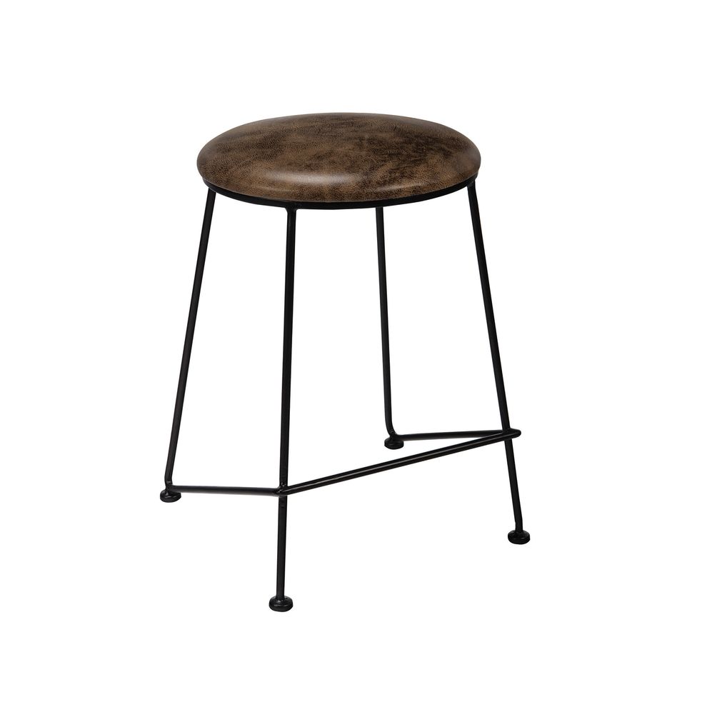 Round brown leatherette counter height stool by Coaster