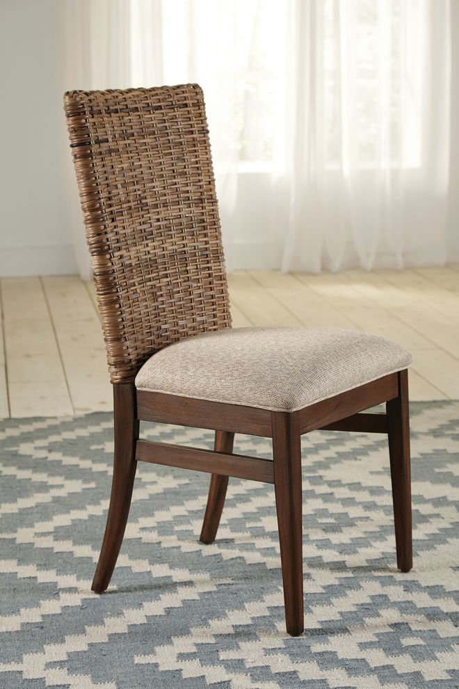 Sand blasted cocoa woven back chair by Coaster