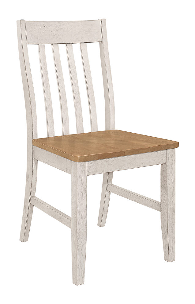 Slat back side chair (set of 2) natural and rustic off white by Coaster