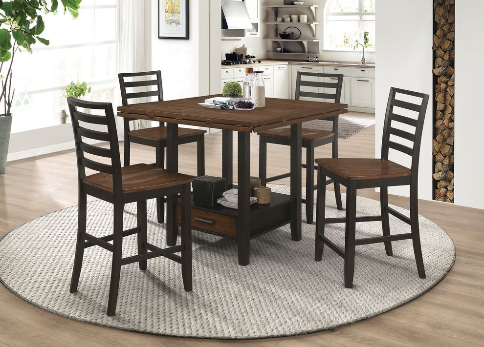 Cinnamon / cappuccino round / leaf counter height table by Coaster