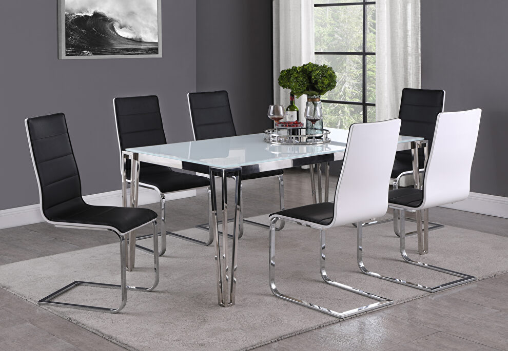 White tempered glass top dining table by Coaster