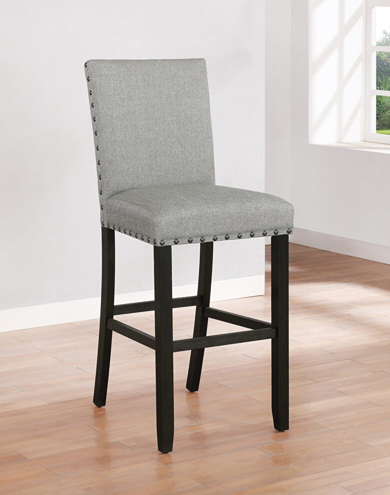 Gray linen-like fabric upholstery bar stool by Coaster