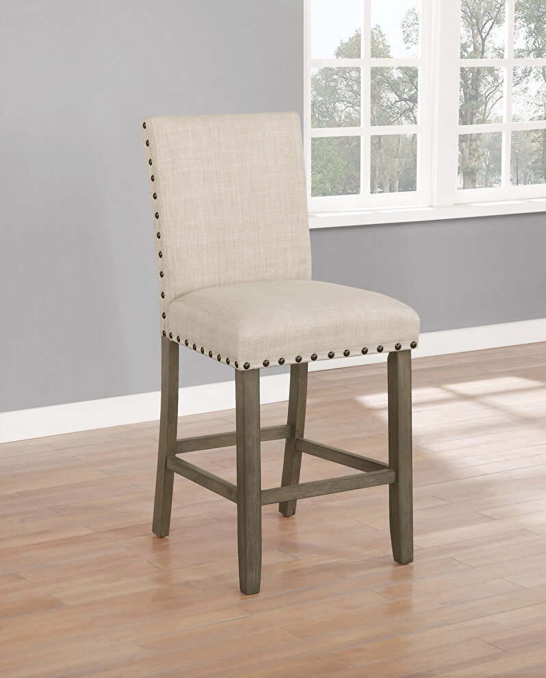 Beige linen-like fabric upholstery counter height chair by Coaster