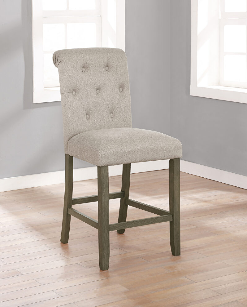 Beige linen-like fabric upholstery counter ht chair by Coaster