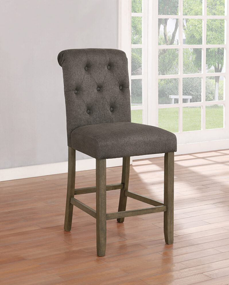 Gray linen-like fabric upholstery counter height chair by Coaster